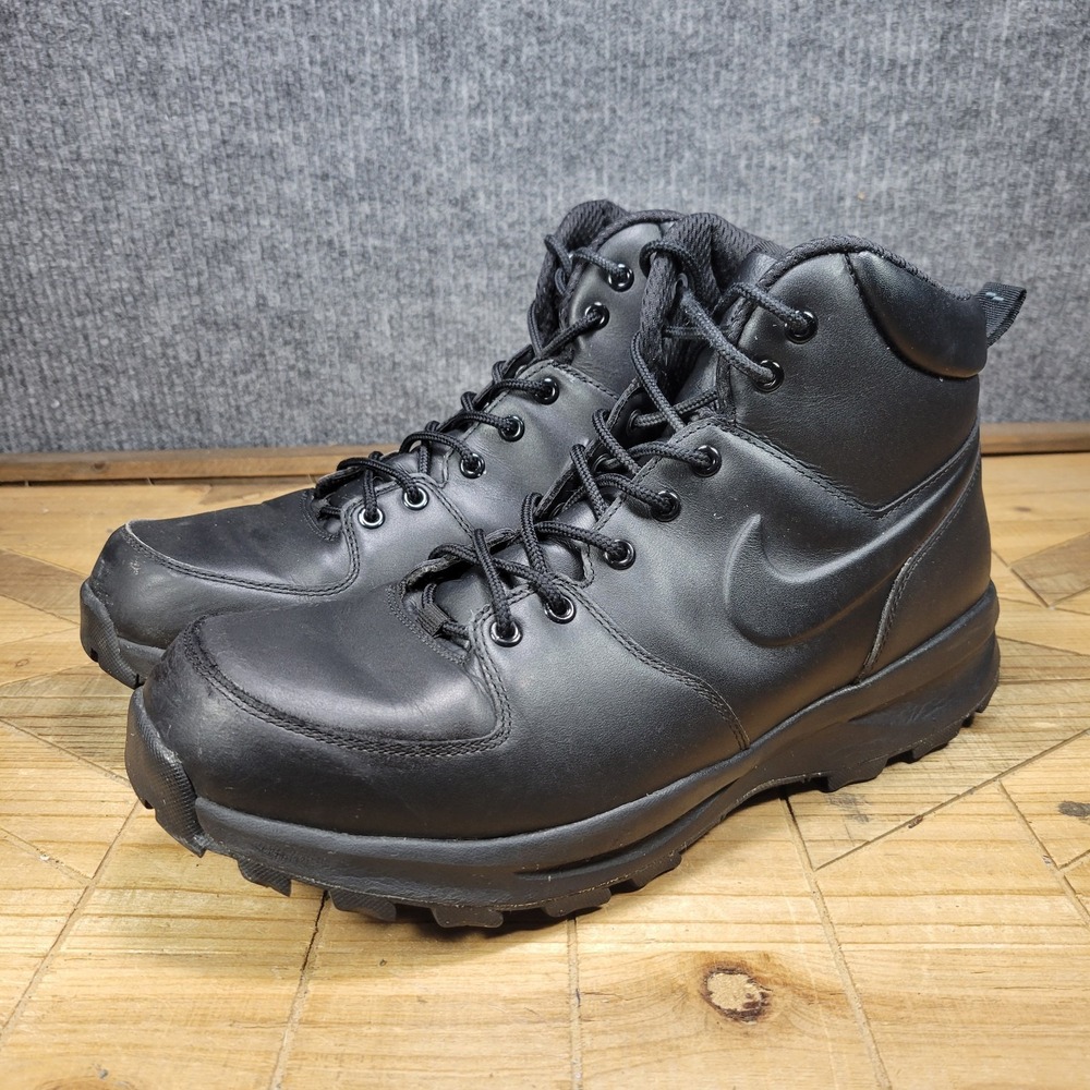 Nike Manoa Mid Men's Size 13 Winter Sneaker Boots Triple Black Leather - Picture 2 of 16